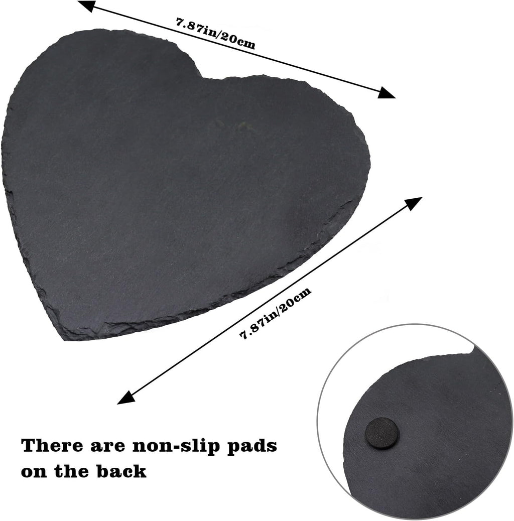 Reptile Basking Platform, 7.9 × 7.9 inch Tortoise Rock Plate, Heart Shape Natural Rock Reptile Food Dish, Turtle Feeding Bowl, Habitat Decor for Bearded Dragon Chameleon Frog Lizard Gecko Hermit Crab