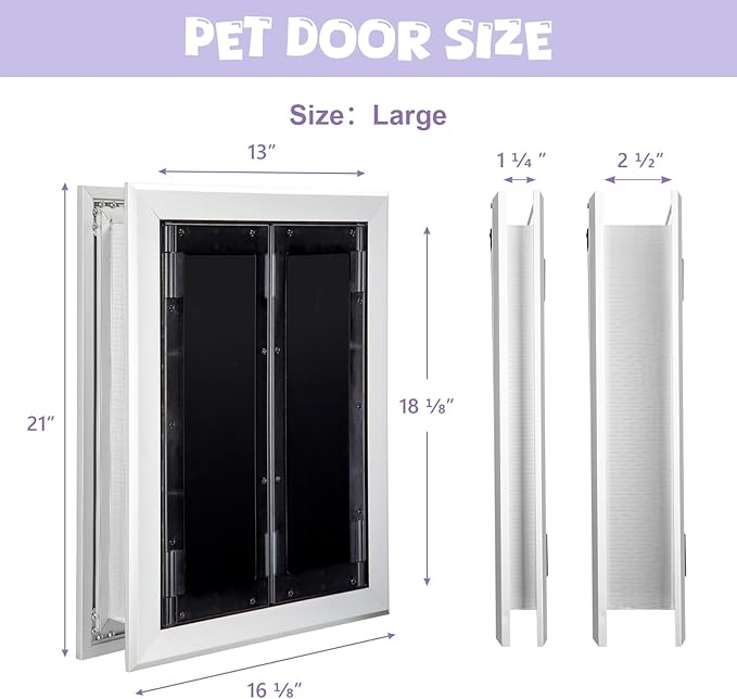 Sliver Pet Door with Panels, Aluminum Dog Door with Automatic Closing Magnetic - Image 2