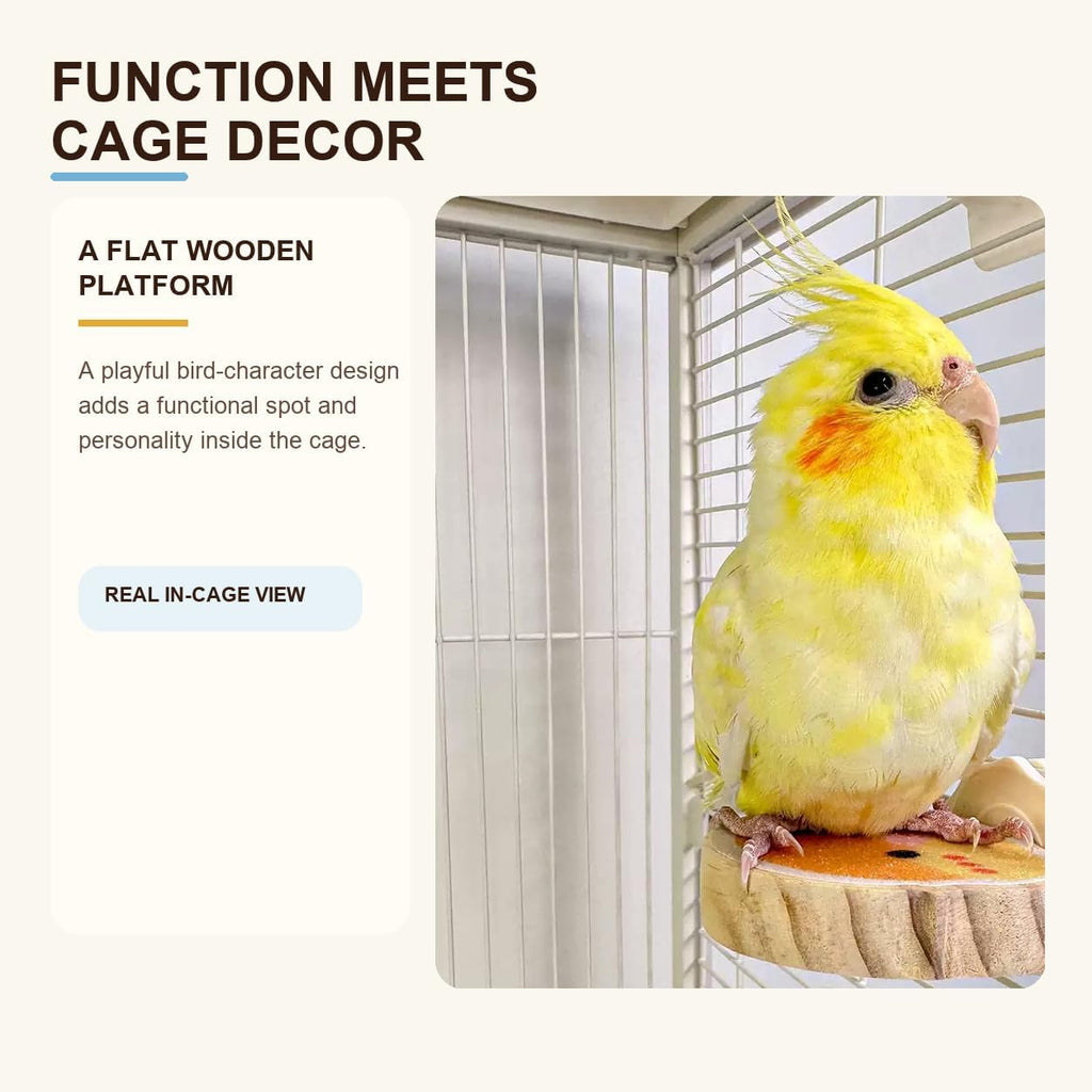 4 Pack Bird Wooden Perches, Bird-Shaped Decorative Cage Platforms