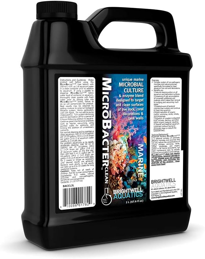 Brightwell Aquatics MicroBacter Clean Marine Aquarium Cleaner Aid, 250 ml