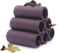 DOHO Aquarium Cave Handmade Brown Ceramic Shelters - Shrimp and Small Fish Habitat, Breeding Tube, Hiding cave - Hideaway Pipes Reduce Stress, Encourage Spawning - Aquarium Decorative Six Holes