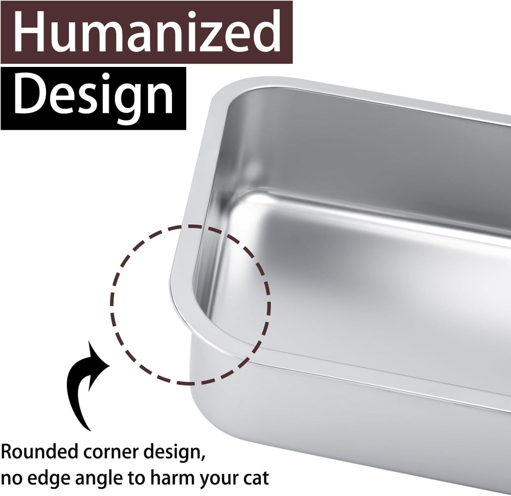 Small Stainless Steel Litter Box, 17.5"×13.6"×4"