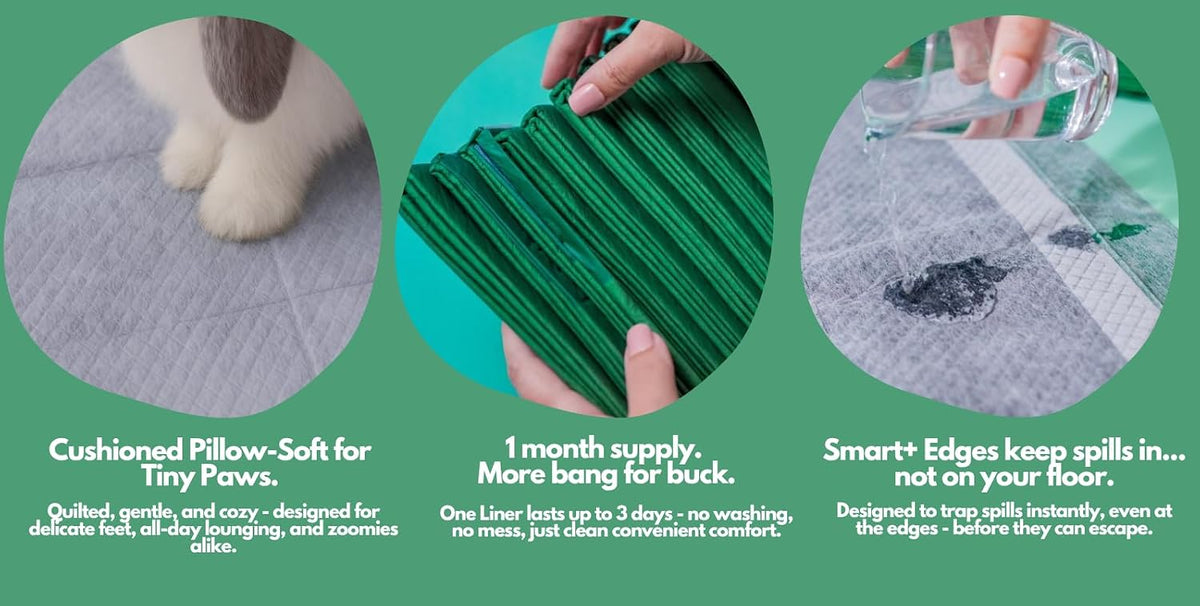 Hopp'd™ Disposable Cage Liners for Guinea Pigs, Rabbits, Ferrets & Small Pets - Ultra Absorbent Bunny Pee Pads with Bamboo Odor Control; Guinea Pig Bedding (18" x 24" Small Essential) | 24 Count