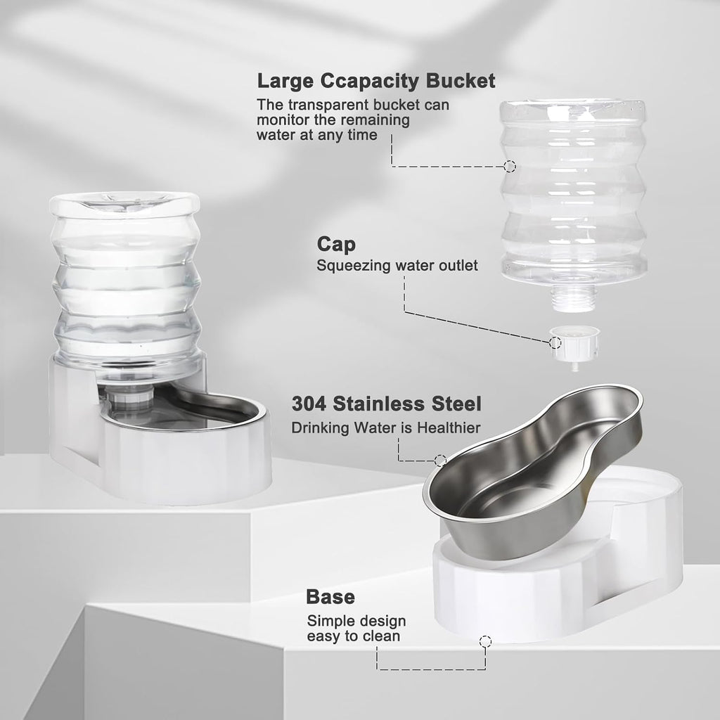 RIZZARI 4L Gravity Cat Water Dispenser: Filter-Free for Cats & Small Dogs