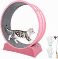 Cat Exercise Wheel for Indoor Cats, 33" Cat Wheel with Quiet TPE Roller & Paw-Friendly Running Mat & Large Space, Suitable for Weight Loss, Playing, Fitness & Pent-Up Energy - Kitty Pink