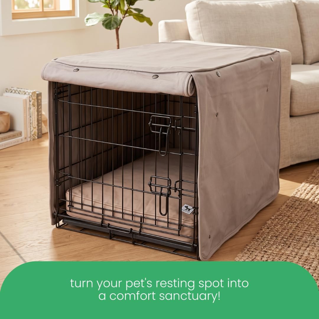 Molly Mutt Tan Dog Crate Cover, Non-Toxic & 100% Cotton, 36"x24"x27"