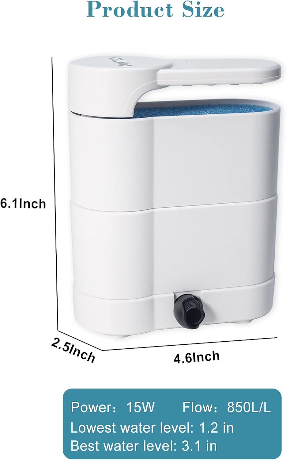 UPETTOOLS Turtle Filter - Internal Filter for Small Fish, Turtle, Shrimp & Amphibian Tanks