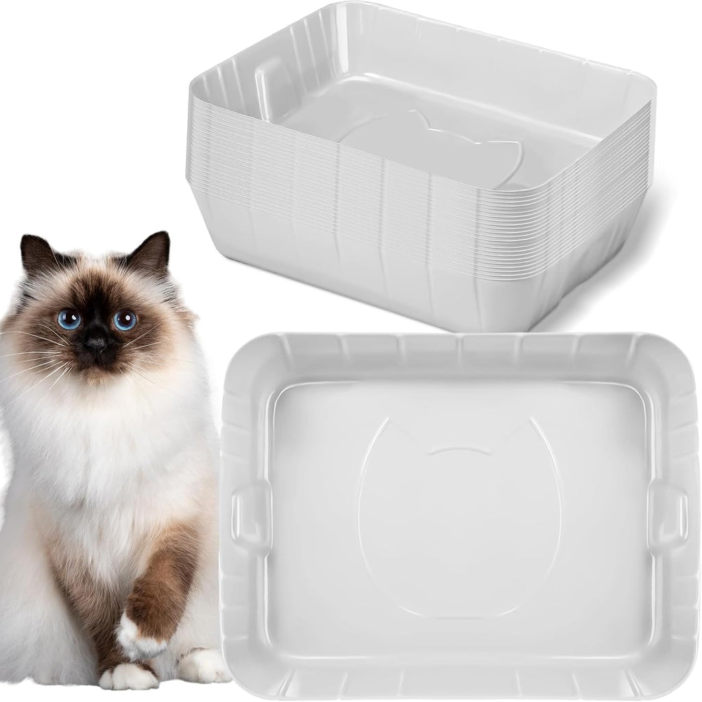 Bokon 25 Count Disposable Litter Box for Cats Large, White