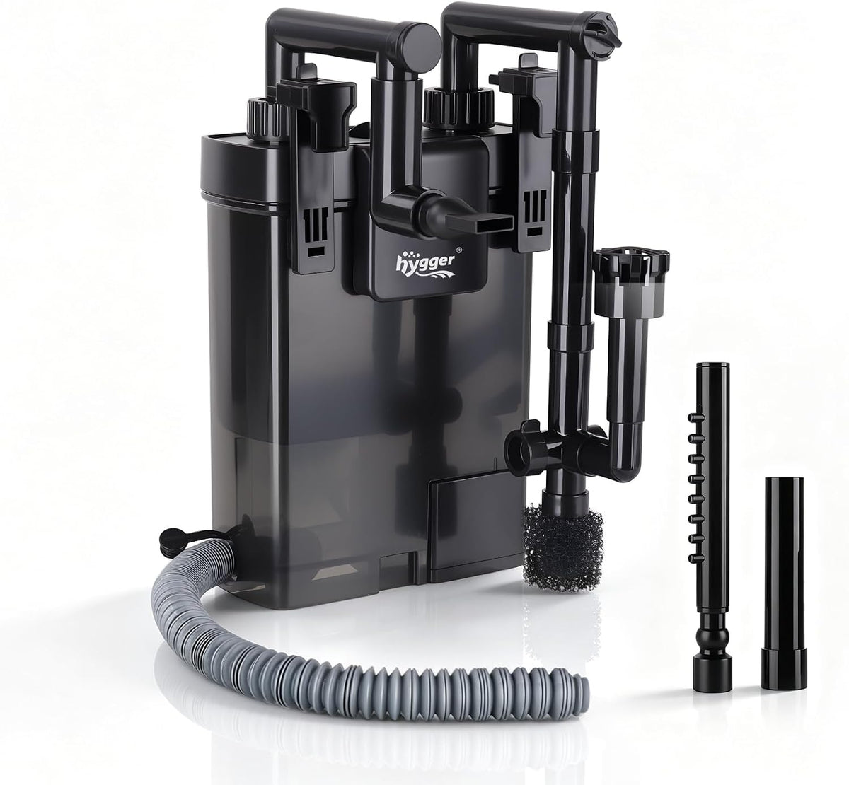 hygger Hang-On-Back Aquarium Filter with Debris Collection Chamber,Ultra Quiet Multi-Stage Filtration System Fish Tank Filter, Surface Skimmer, Adjustable Flow,Duckbill Nozzle & Rainfall Spray Bar
