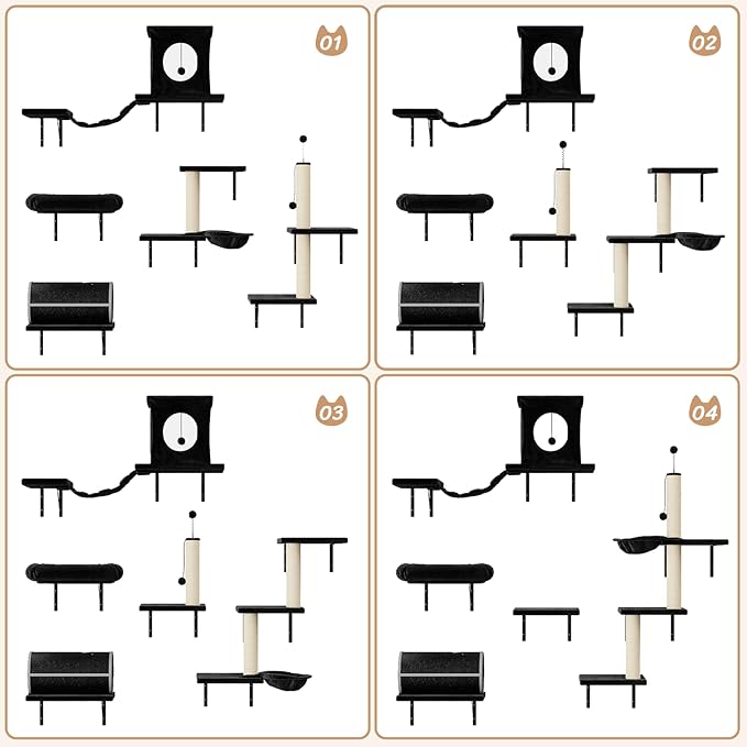 NUNU LAB 14-in-1 Cat Wall Shelves Set, Wall-Mounted Cat Climber - Image 5