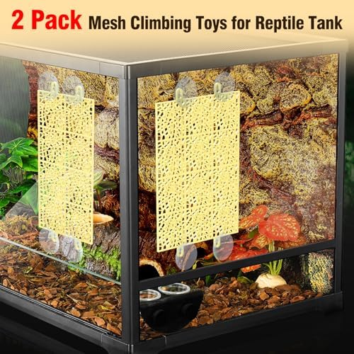 Hermit Crab Climbing Wall Set – 2 Pack Mesh Ladder Climbing Toy for Hermit Crabs, Gecko, Spider and Reptile Pets Tank Accessories Enrichment Habitat Decor for Climbing, Exercise and Exploration