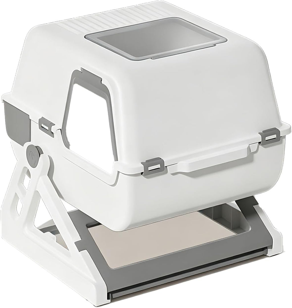 Semi-Automatic Sifting Cat Litter Box,Enclosed,No Electricity,Easy Clean