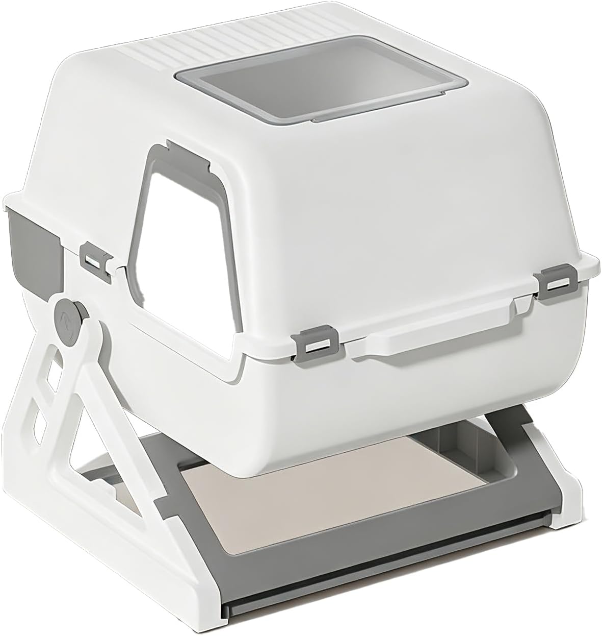 Semi-Automatic Sifting Cat Litter Box,Enclosed,No Electricity,Easy Clean
