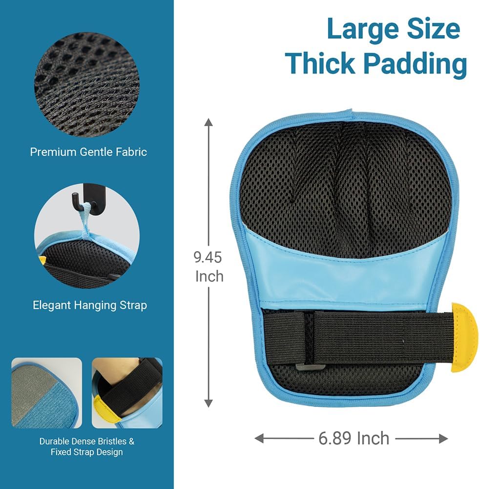Pet Hair Removal Glove for Cats and Dogs, Blue, Gentle Grooming Mitt, Easy to Clean