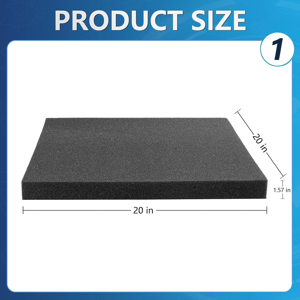 Aquarium Filter Sponge Pad, Filter Media Foam Sponge, Cut-to-Size Foam for Fish Tank (20" x 20" x 1.57", 50PPI)