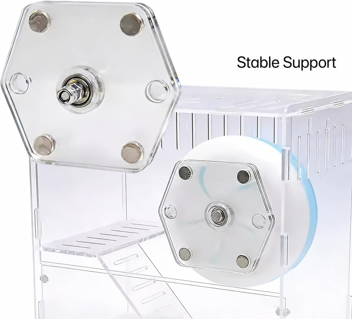 Magnetic Hamster Wheel 7 Inch, Silent Exercise Wheel with No-Drill Magnetic Mount for Wire Cages, Acrylic Cages and Thin Glass Tanks 5101-6