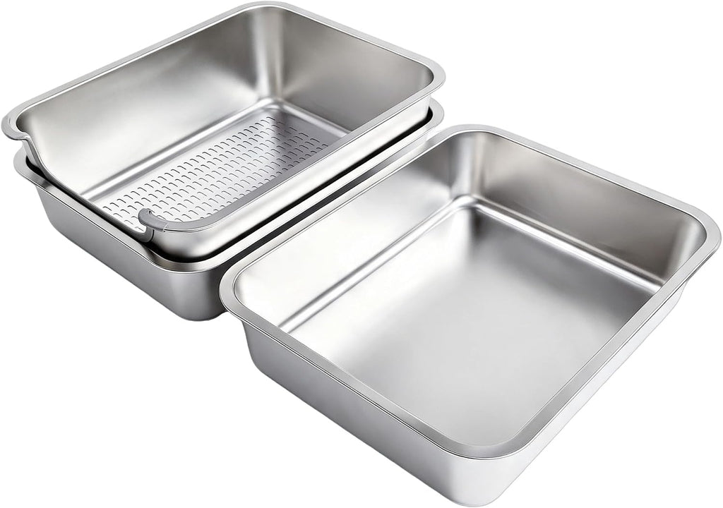 Stainless Steel Sifting Cat Litter Box for Clumping Clay (M)