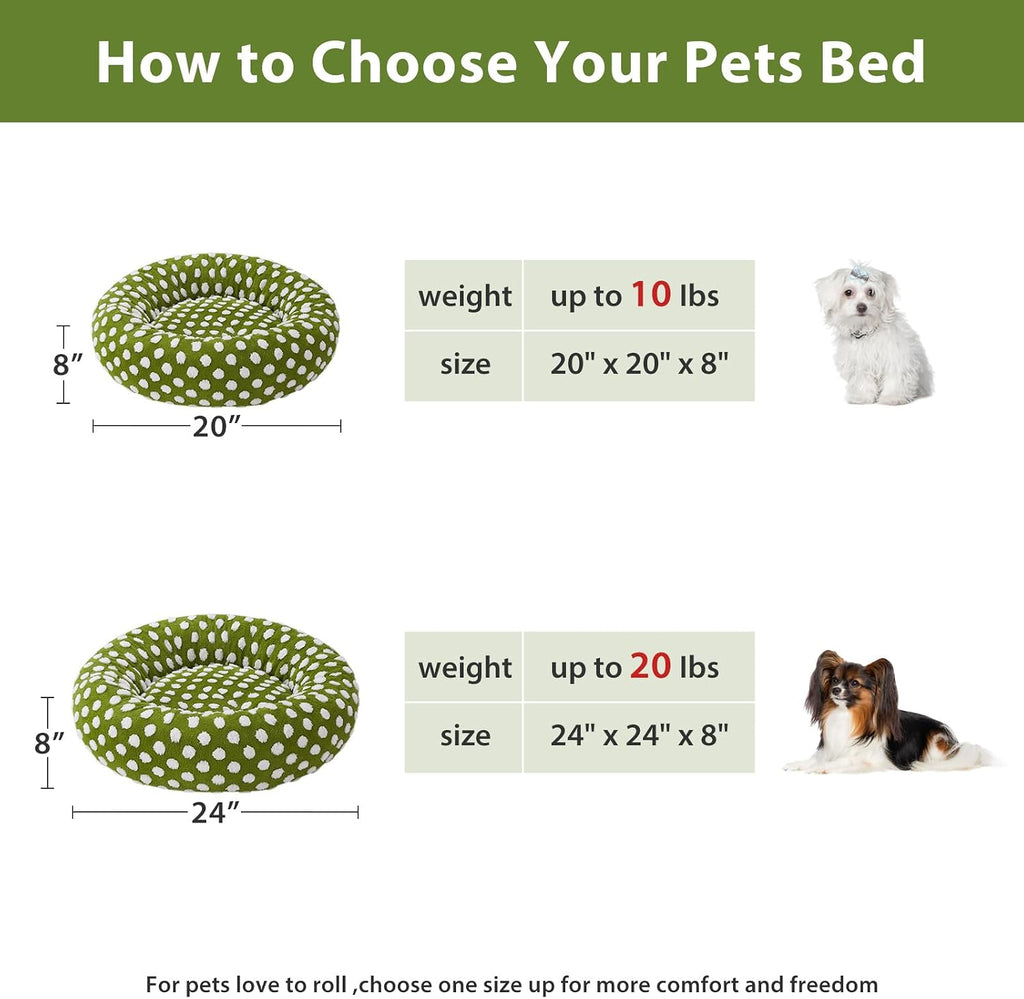BFPETHOME Donut Dog Beds for Small Dogs, Round Cat Beds for Indoor Cats, Calming Pet Bed for Puppy and Kitty with Non-Slip Bottom, Cute Fancy Dog Bed Machine Washable Plush Fabric
