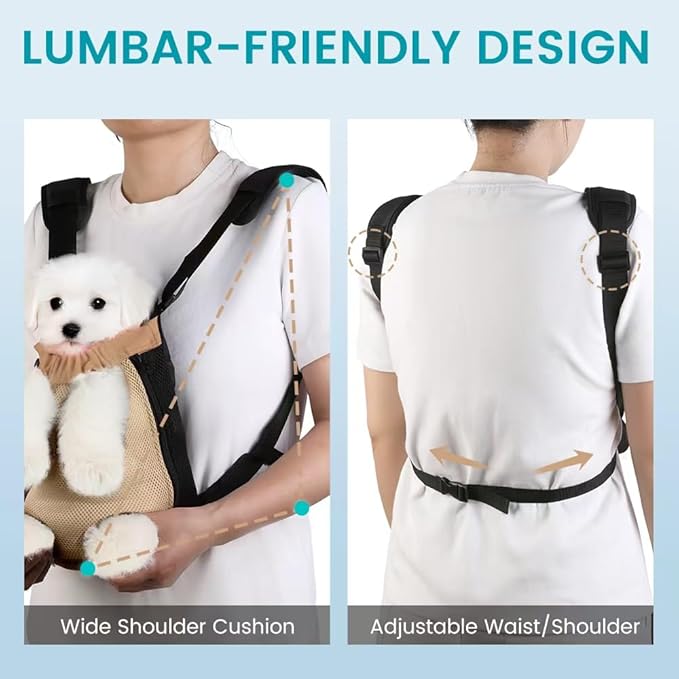 Dog Backpack Carrier, Adjustable Pet Front Carriers, Legs Out Carrying Sling - Image 7