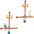 2 Pack Bird Stand Perch Toy, Interactive Wooden Rotating Parrot Perch for Bird Cage, Enrichment Parakeet Toys, Cage Accessories for Budgies, Cockatiels, Lovebirds, Canaries, Finches, Other Small Birds