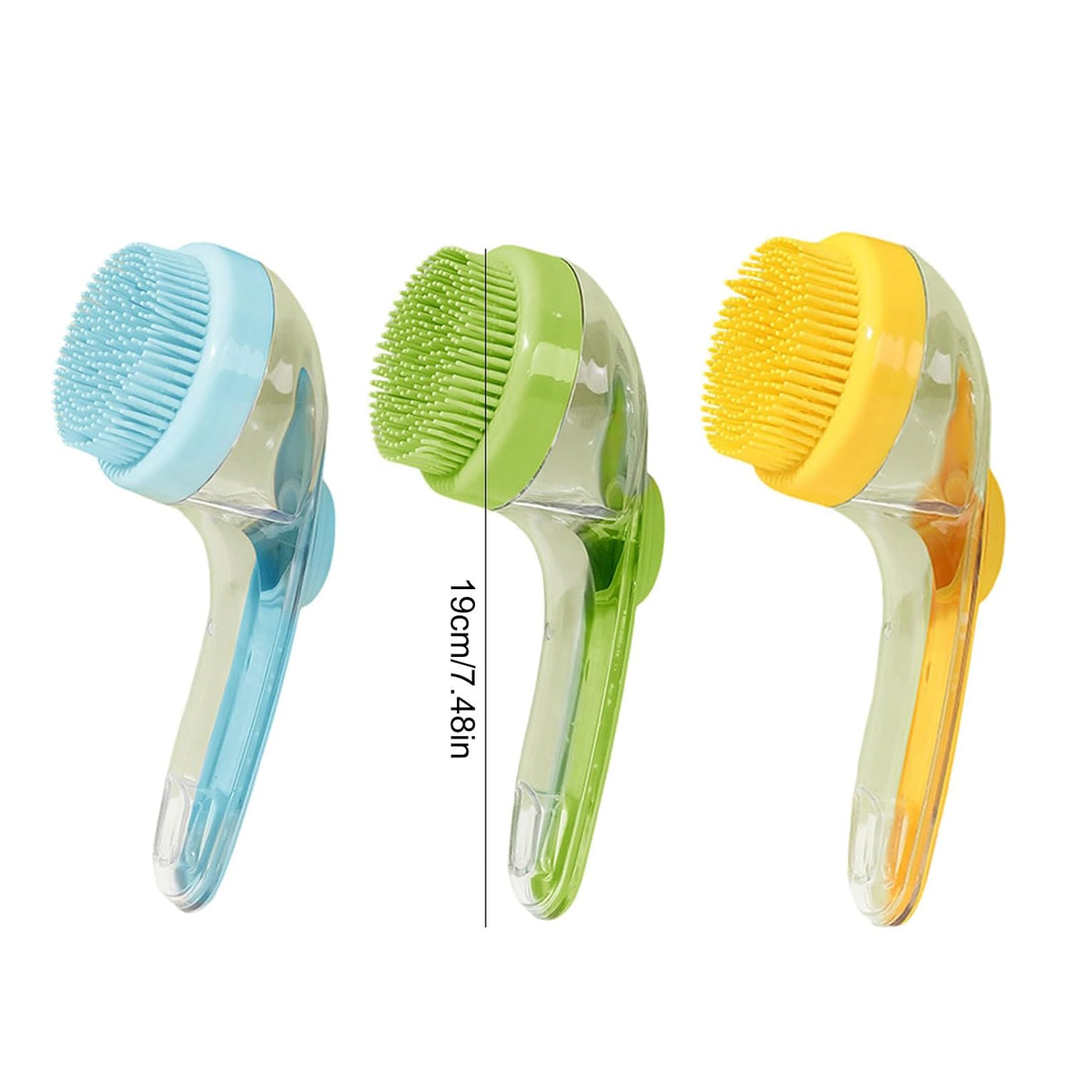 Pet Dogs Shampoo Dispenser Brush Cats Massage Comb Grooming Scrubber Shower Brush for Bathing Soft Silicone Bristles