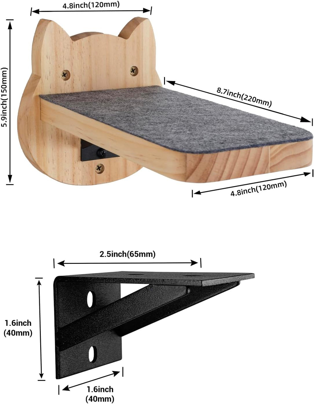 ESPETS Natural Solid Wood Cat Wall Floating Steps, Set of 3