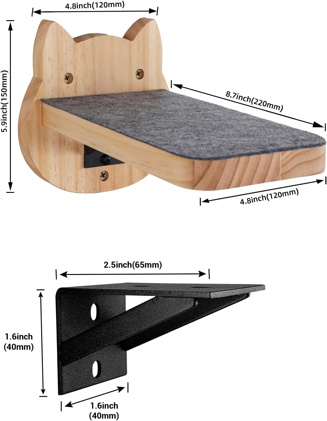 ESPETS Natural Solid Wood Cat Wall Floating Steps, Set of 3