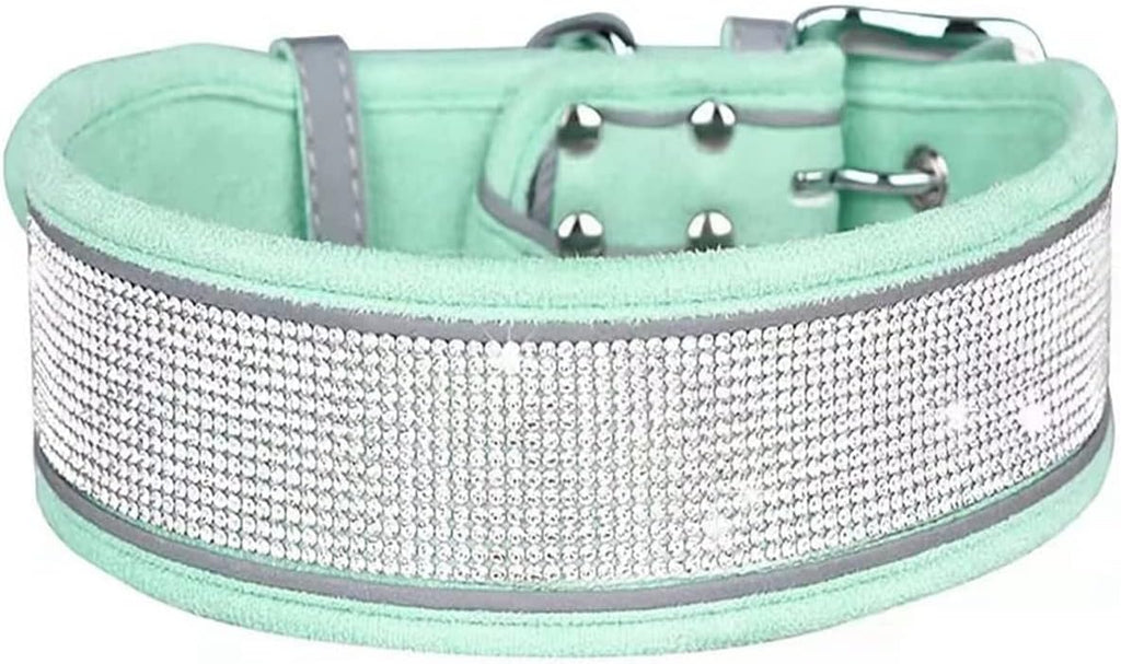 Serijoars Rhinestone Dog Collar, Dazzling Sparkling Soft Comfortable Reflective Large Dog Collar Crystal Diamond Collar for Small Medium & Large Dogs (S, Purple)