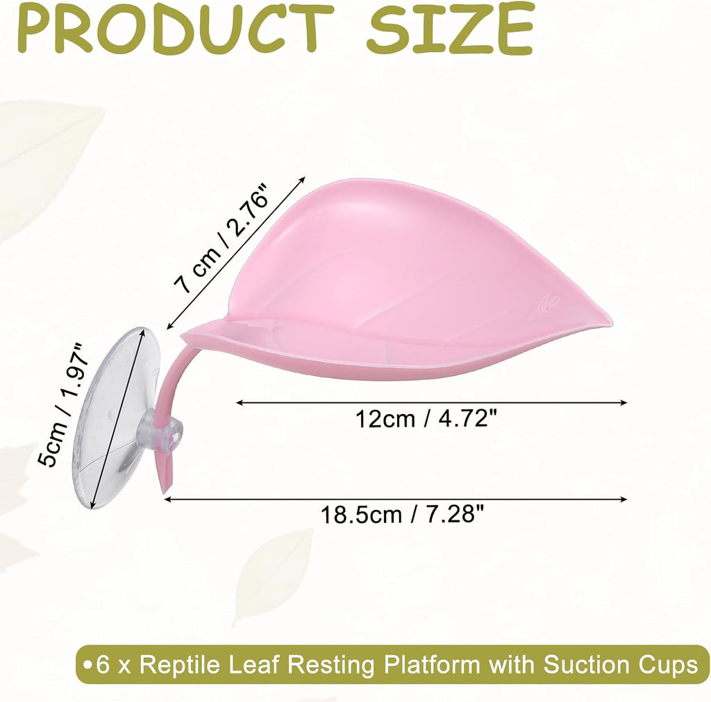 Reptile Leaf Resting Platform with Suction Cups Pink 6Pcs