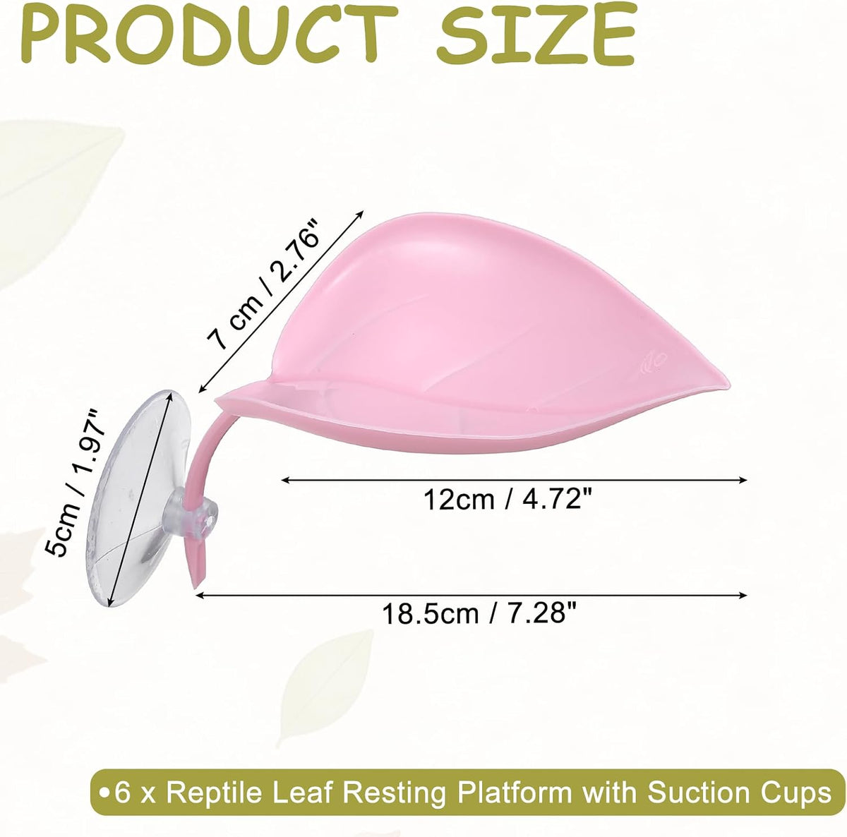 Reptile Leaf Resting Platform with Suction Cups Pink 6Pcs