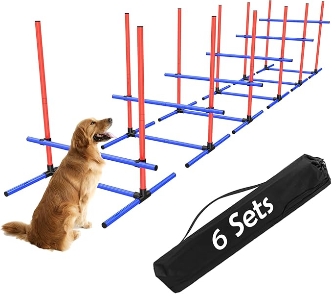 6Set Dog Agility Jumps Hurdle Course Training Equipment by Uzpomel