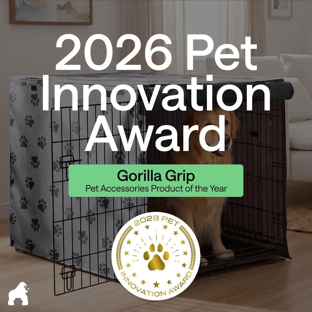 GORILLA GRIP Dog Enclosure Crate Cover Kennel Cage Topper 42in GrayBlackPaw