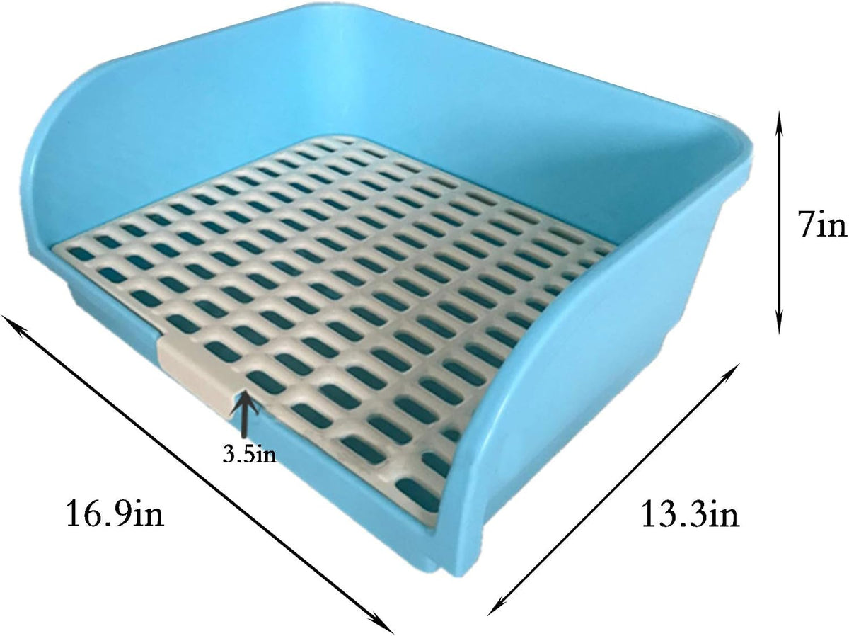 Hamiledyi Large Rabbit Litter Box Corner Bedding Box Chinchilla Toilet Trainer Square Potty Pet Pan for Adult Guinea Pig, Galesaur.Ferret and Other Animals Blue