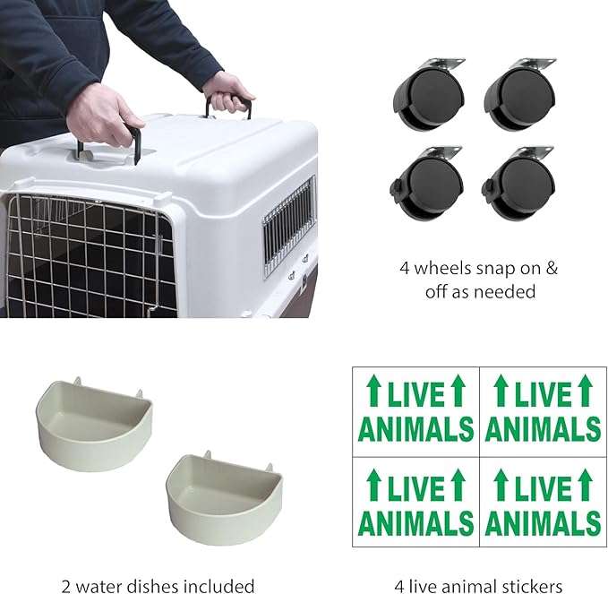 SportPet Designs Plastic Kennels Rolling Plastic Airline Approved Wire Door - Image 5