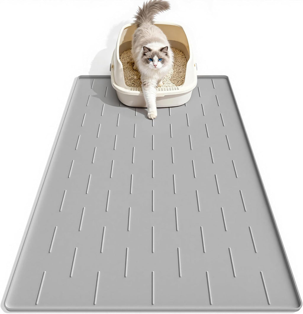 Pieviev Silicone Cat Litter Mat, Traps Litter & Easy to Clean, 34'' x 22''