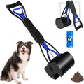 Non-Breakable Pooper Scooper - Foldable Dog Pooper Scooper with Eco-Friendly Poop Bag | Durable Spring & Lightweight | Non-Breakable Pet Scooper for Easy Grass and Gravel Pick Up (Blue)