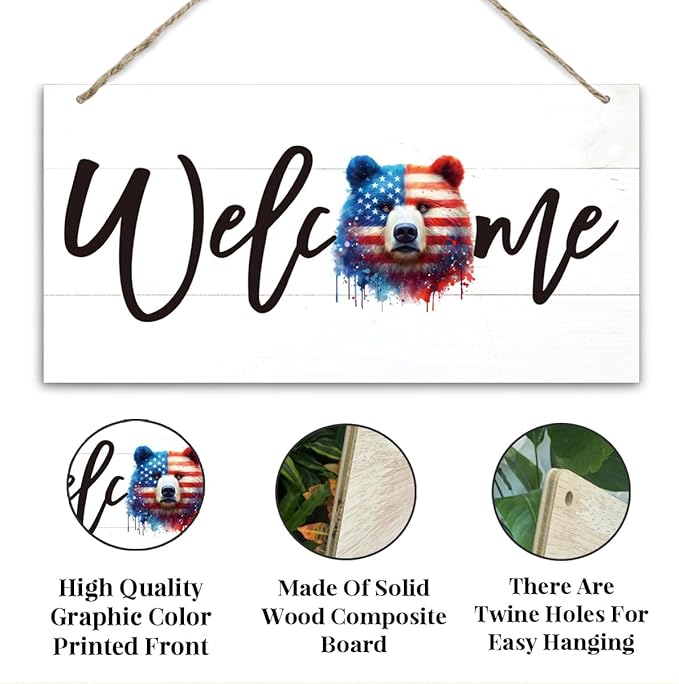 Welcome Sign for Front Door, Welcome Decor Wooden Hanging Sign for Wall Decor - Image 3