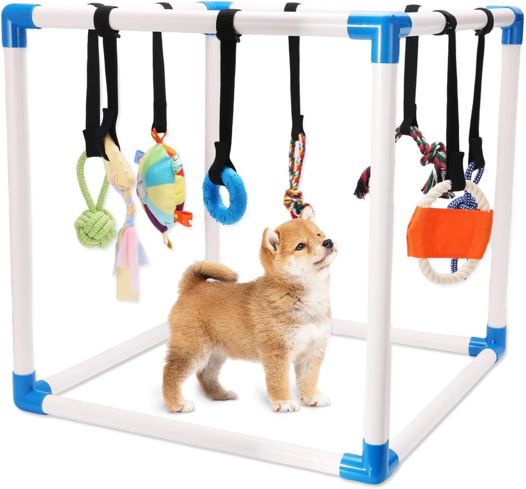 Indoor Puppy Play Gym for Small Dogs, 8 Toys Activity Center