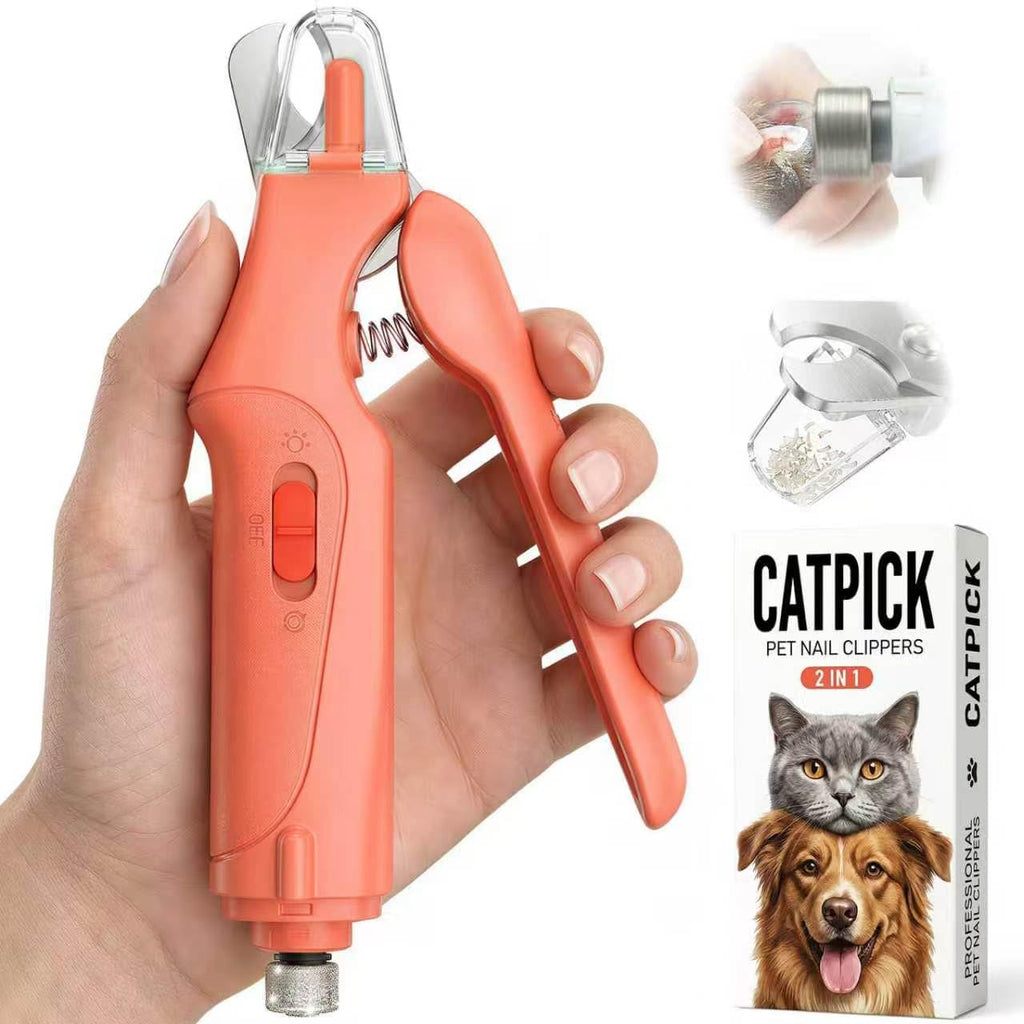 CATPICK 2-in-1 Cat & Dog Nail Clippers with Grinder and Dual LED Lights