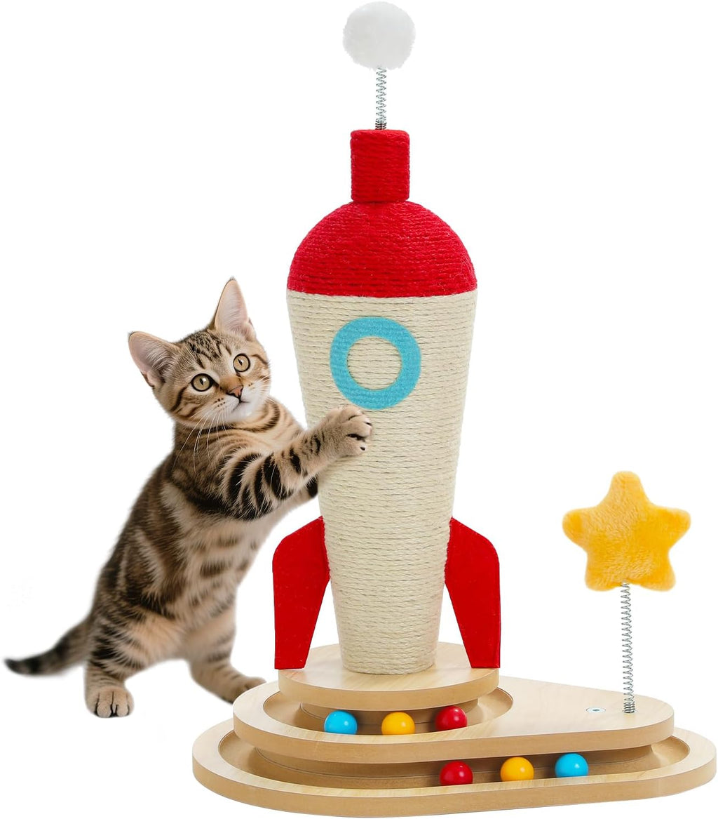 PETEPELA Mushroom Cat Scratching Post for Kittens & Small Cats, Brown