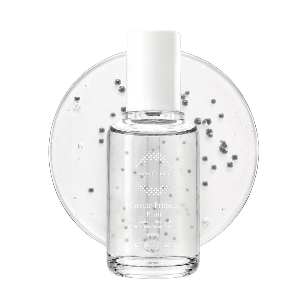 OxygenCeuticals Caviar Protein Fluid – Luxurious Ampoule with 5% Caviar Complex, Niacinamide & Adenosine, Peptide-Enriched Formula with Dissolving Collagen Capsules. 1.69 fl.oz (50ml)