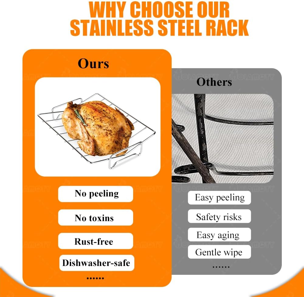 Stainless Steel Turkey Roaster Roasting V Rack with Pan