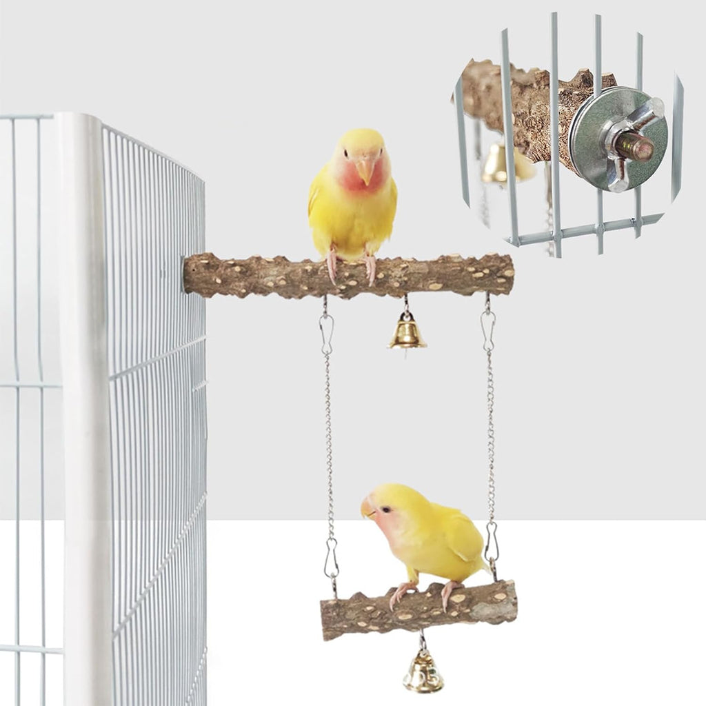 7 PCS Natural Wooden Perch Bird Stand Parrot Perch Stand Bird Climbing Standing Branches Toy for Small Lovebirds Budgies Cockatiels