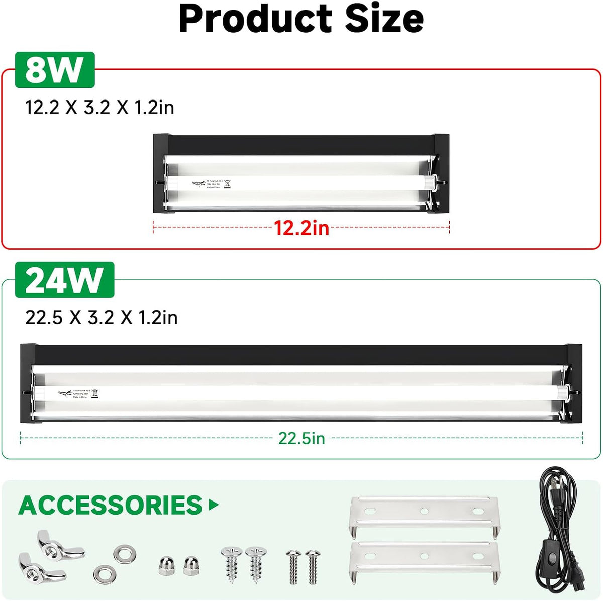 T5 UVB Reptile Light Fixture Upgrade Square HO UVB Bulb Lighting Combo Kit 10.0 UVB Light for Reptiles Terrarium Fluorescent 8W Reptile Light Bar UVA UVB Desert Lamp for Bearded Dragon Turtle Tank