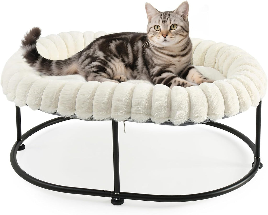 Sunhoo Elevated Cat Bed for Indoor Cats Raised Kitten Hammock Large High Puppy Cot Off Floor Self-Supporting Small Pet Chair with Metal Frame Washable Cushion Easy Assembly 23 * 17 * 8.3 in (Grey)