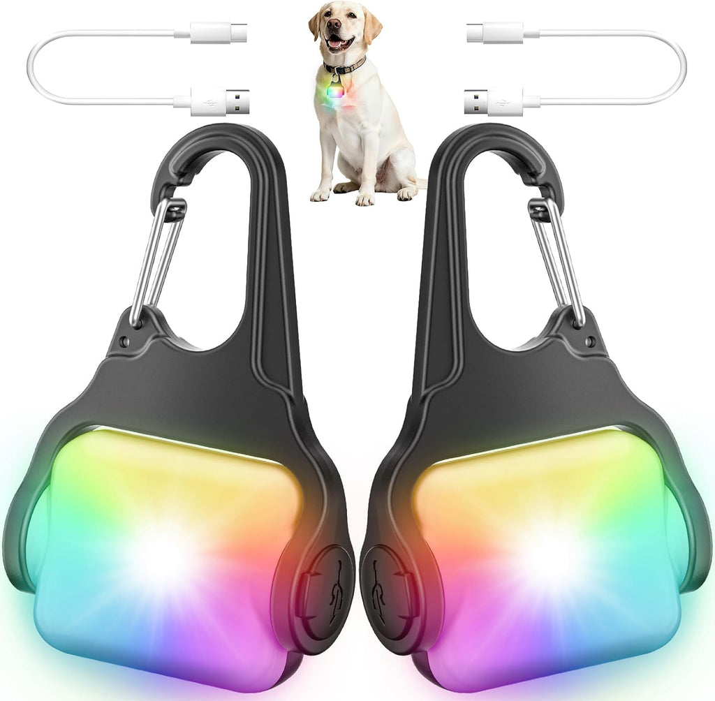 BLBS Rechargeable Dog Collar Light -3 Modes Dog Light, IP65 Waterproof Dog Walking Light, 50LM Dog Lights for Night Walking, Running, Camping, Climbing, Bike, 2 Pack