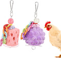 M METERXITY 2-Pack Chicken Chewing Toy, Calcium Block Beak Grinding Stone for Chick/Parrot/Rat Hamster/Bunny/Chinchilla, Cage Toys Coop Accessories [Pink/Purple]