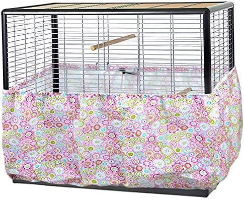 tinkare Large Adjustable Bird Cage Skirt Seed Catcher Birdcage Cover Seed Feather Catcher Bird Cage Guard with Adjustable Elastic Drawstring for Round Square Cage Fabric Design