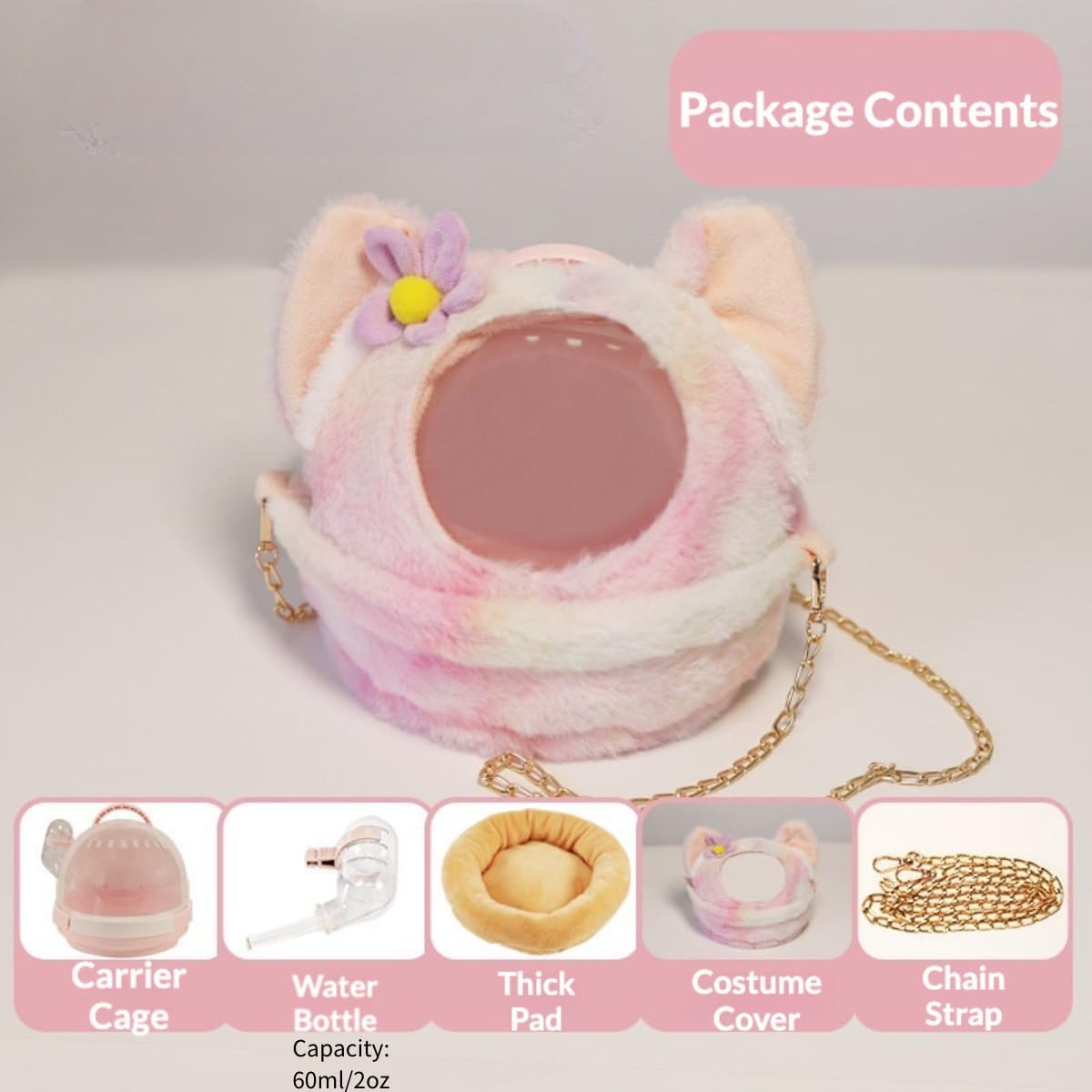 Hamster Carrier with Water Bottle Sugar Glider Travel Bag for Pet (Blue)