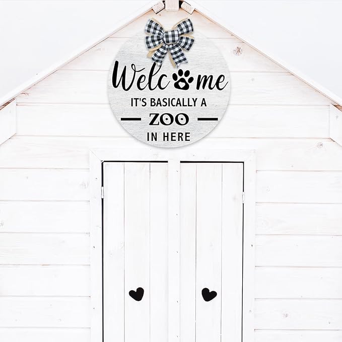 Welcome It's Basically a Zoo in Here Sign, Funny Pet Front Door Sign, Welcome - Image 4